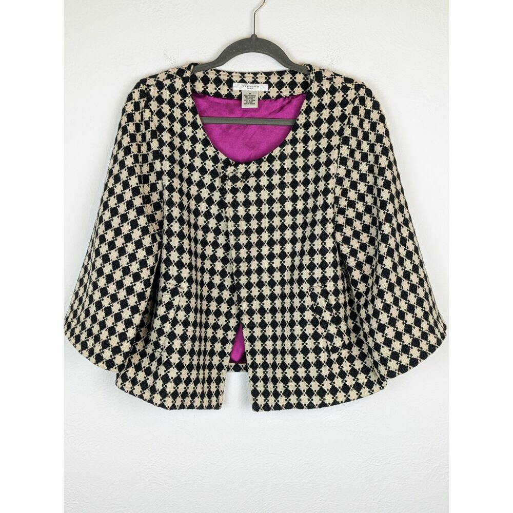 Vertigo Paris Blazer Jacket Wool Diamond Mod Jackie O Vintage Black Cream Size M